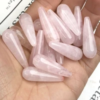 10x30mm water drop pendant natural pink quartz crystal stone loose spacer beads for jewelry making diy bracelet earring findings