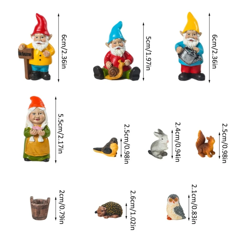 

10pcs Set Dwarf Ornament Gnome Figurines Resin Fairy Garden Funny Dwarf Kit For Kids Gift 2021 summer new household products