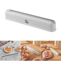suction cup plastic wrap dispenser with slide cutter reusable foil sealing film cutter kitchen storage accessories pr sale