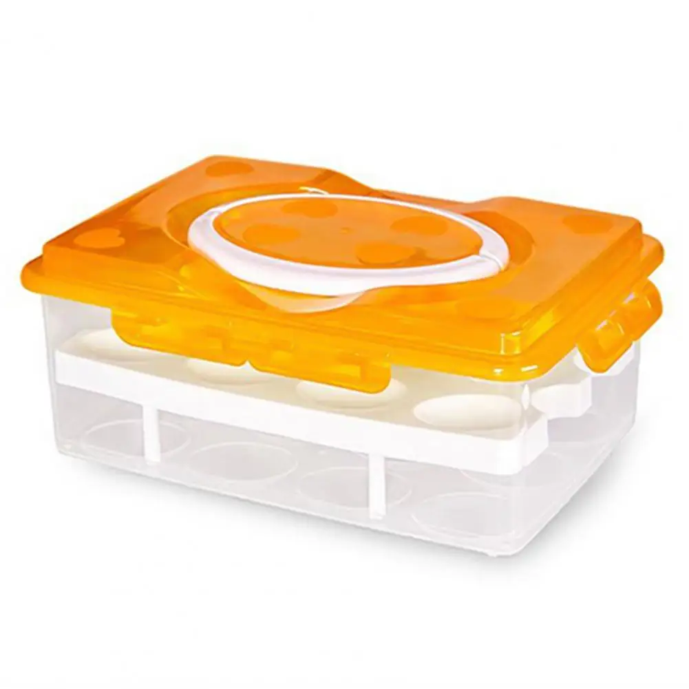 

Storage Box Double Layers 24 Grids Eggs Tray Large Capacity Airtight Organizer for Kitchen Plastic Airtight Fresh Preservation