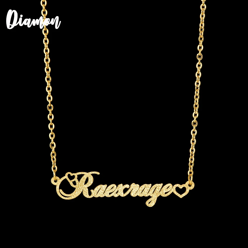 Ожерелье Diamon 2020 из нержавеющей стали под заказ с матовым именем и сердцем