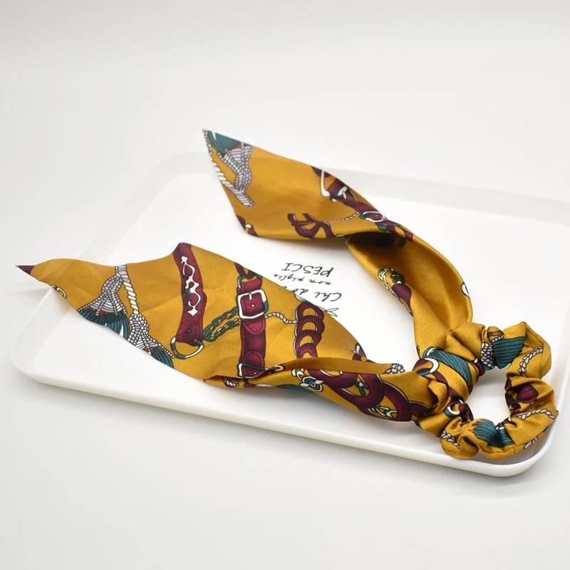fashion Ponytail Scarf Elastic Hair Rope for Women Hair Bow Ties Scrunchies Hair Bands Flower Print Ribbon Hairbands - Цвет: 31