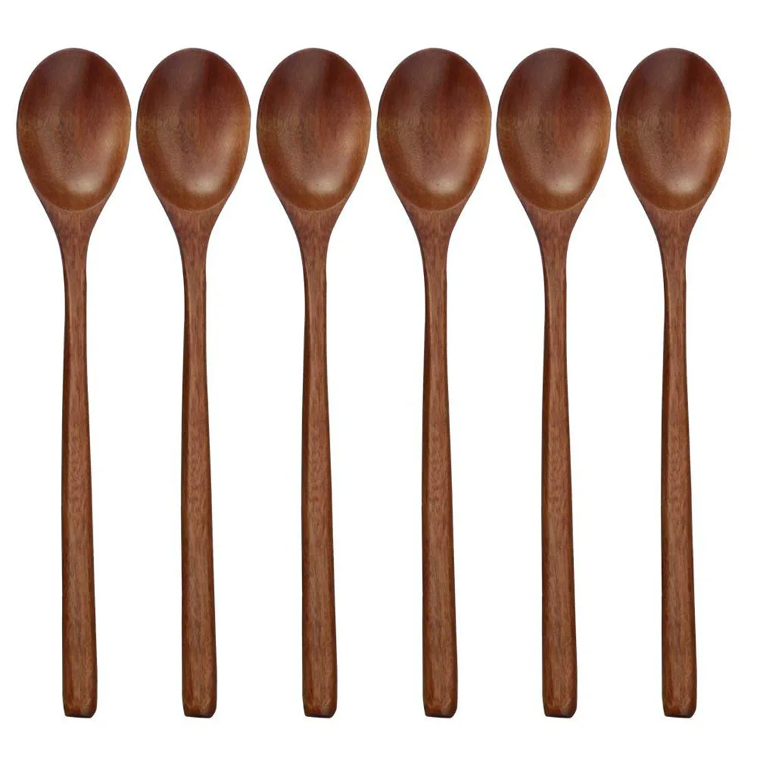 

Wooden Spoon, 6 Pieces Wood Soup Spoons for Eating Mixing Stirring Cooking, Long Handle Spoon with Japanese Style Kitchen Utensi
