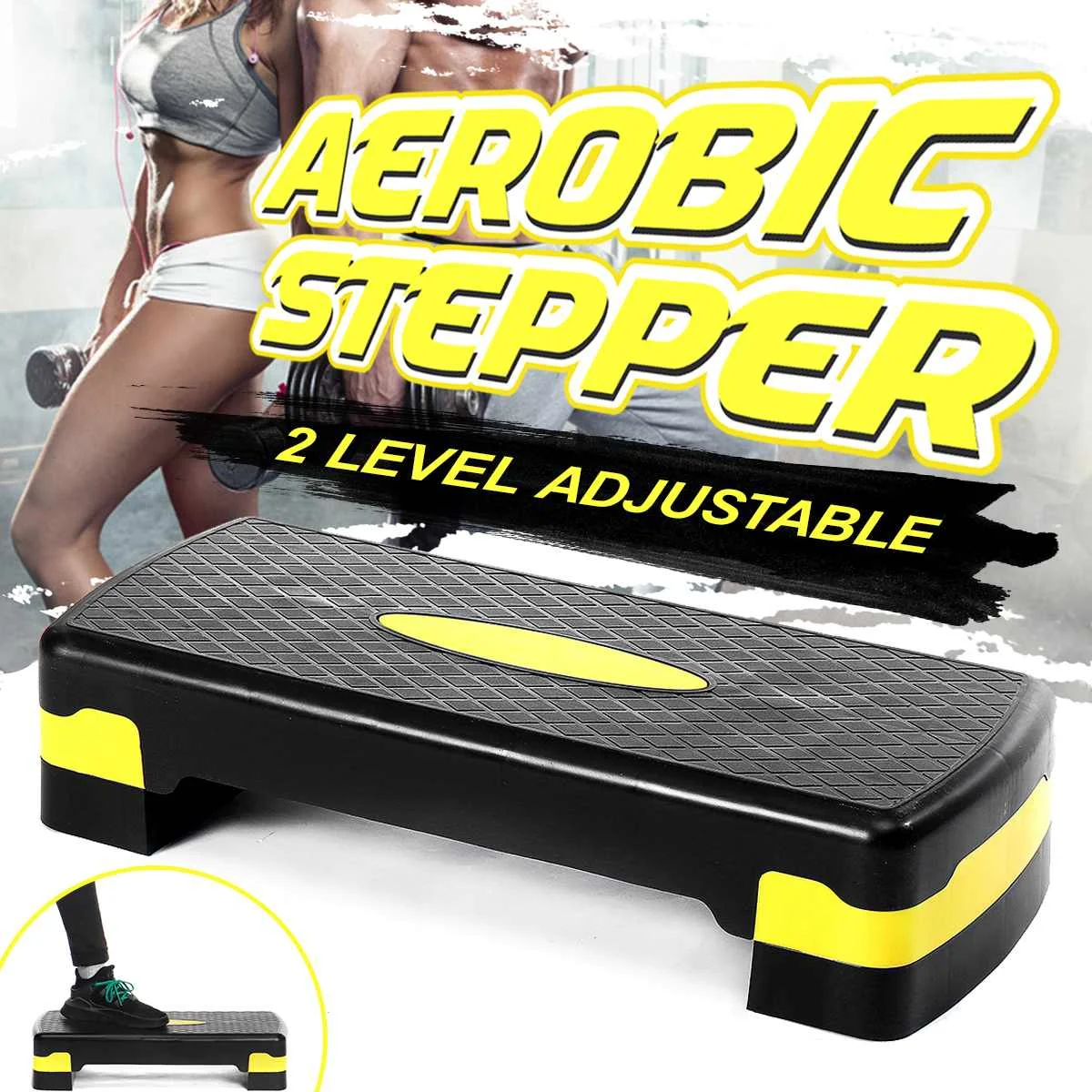 

100KG Fitness Aerobic Step Adjustable Non-slip Cardio Yoga Pedal Stepper Gym Workout Exercise Fitness Aerobic Step Equipment