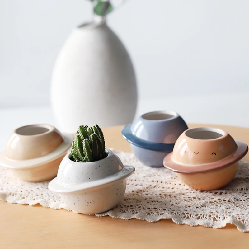 Творческие планеты горшок для суккулентов Керамика ящик комнатных растений с