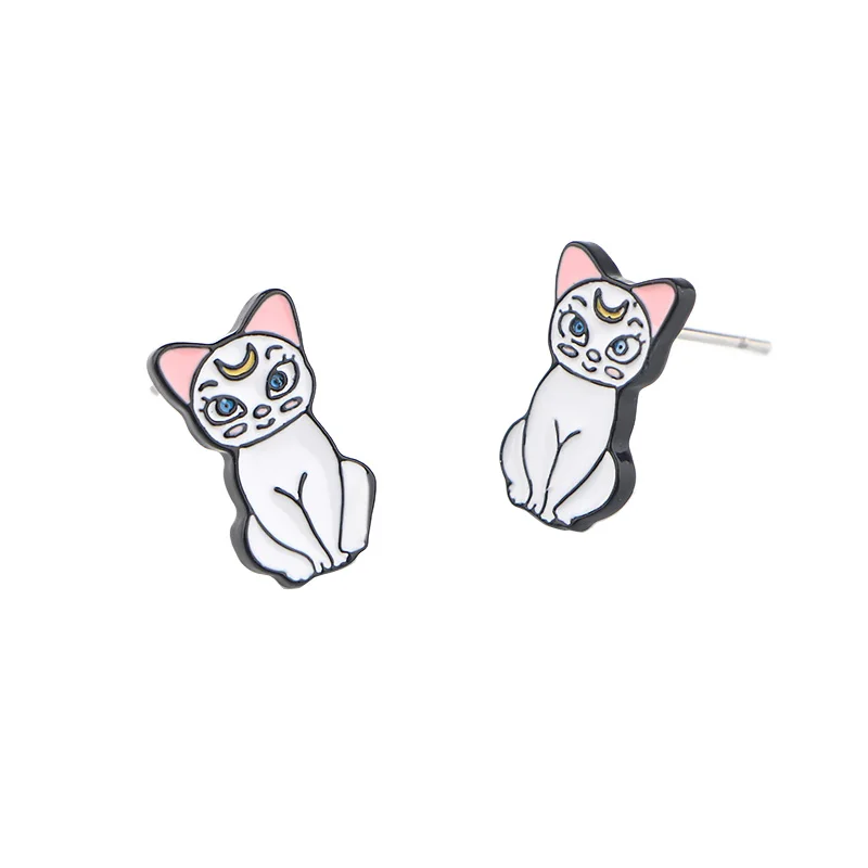 

SP543 Cute Cat Anime Ear Stud Earrings For Women kids Enamel Pierce Earrings Jewelry Girls Party Gift
