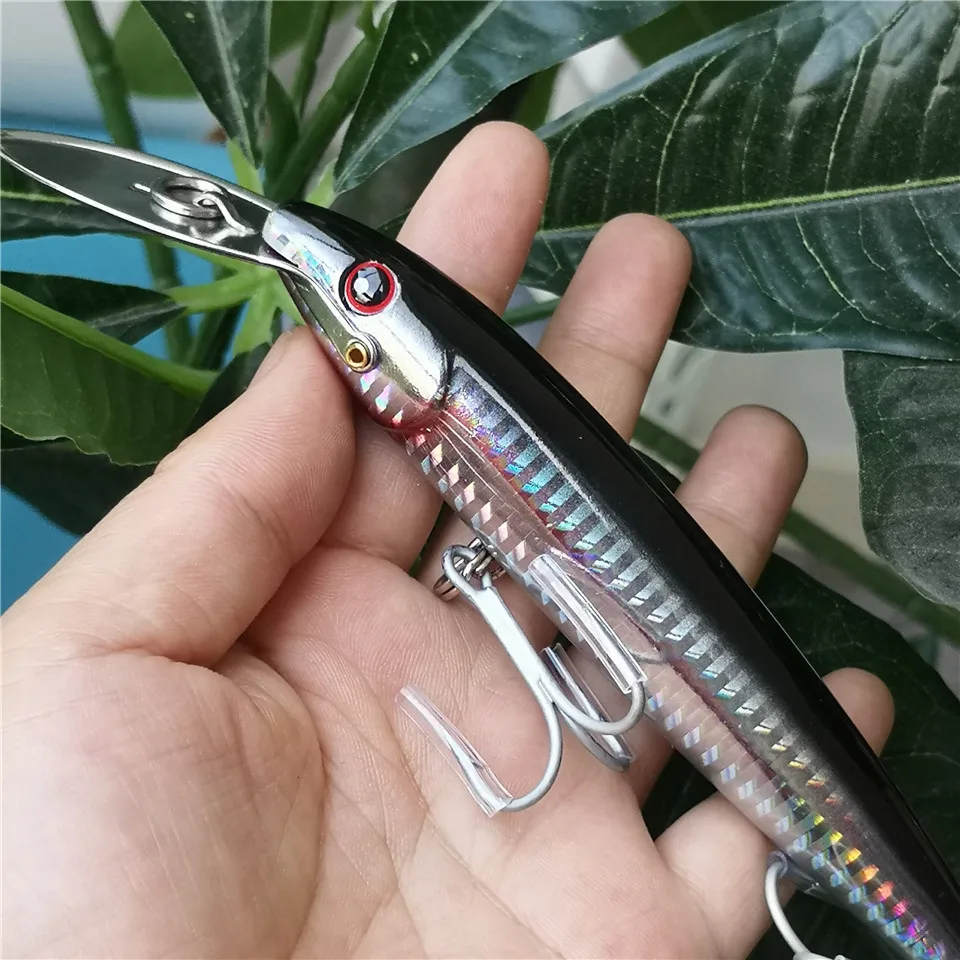 

SWOLFY 6PCS /LOT Hard Body Lure Big Minnow tuna fishing bait 130mm/32.5g stainless steel lip lure for seabass tuna