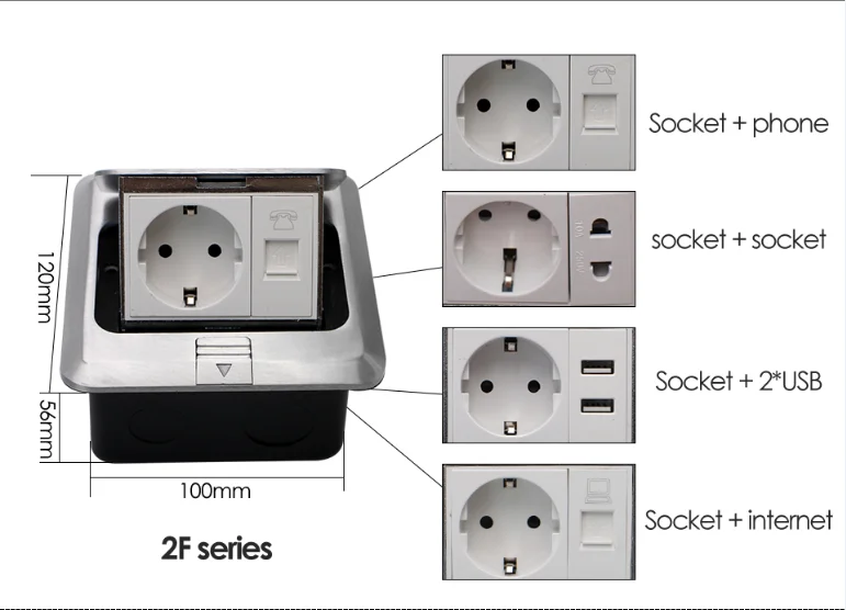 ЕС напольная розетка USB порт для зарядки телефона RJ45 Компьютер алюминиевый сплав