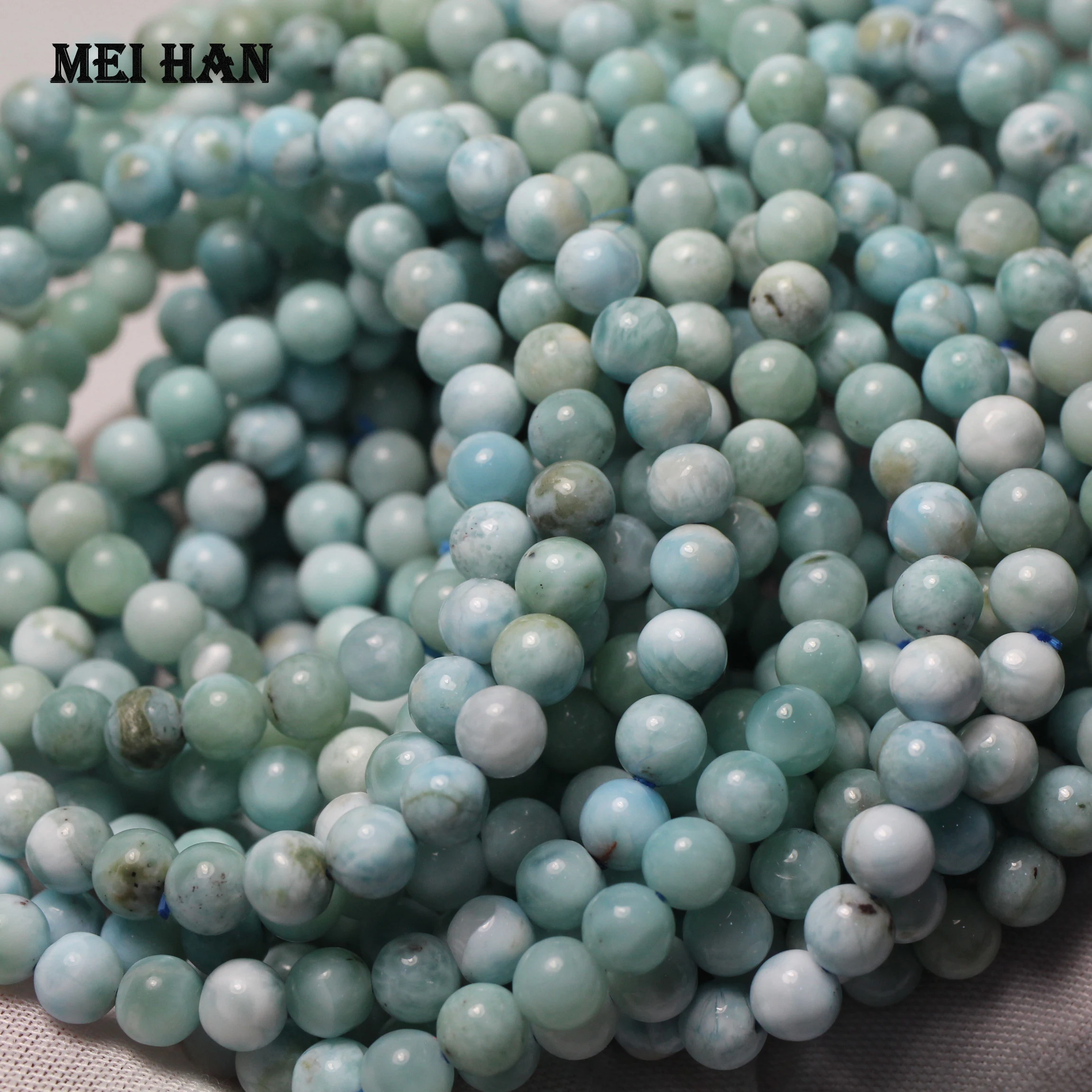 Meihan натуральный редкий Доминик larimar 5 6 мм (2 браслета/набор) Гладкие Круглые бусины