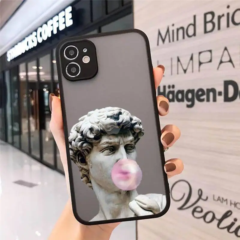 

Retro David Mona Lisa abstract art Phone Case Matte Transparent for iPhone 7 8 11 12 s mini pro X XS XR MAX Plus cover funda