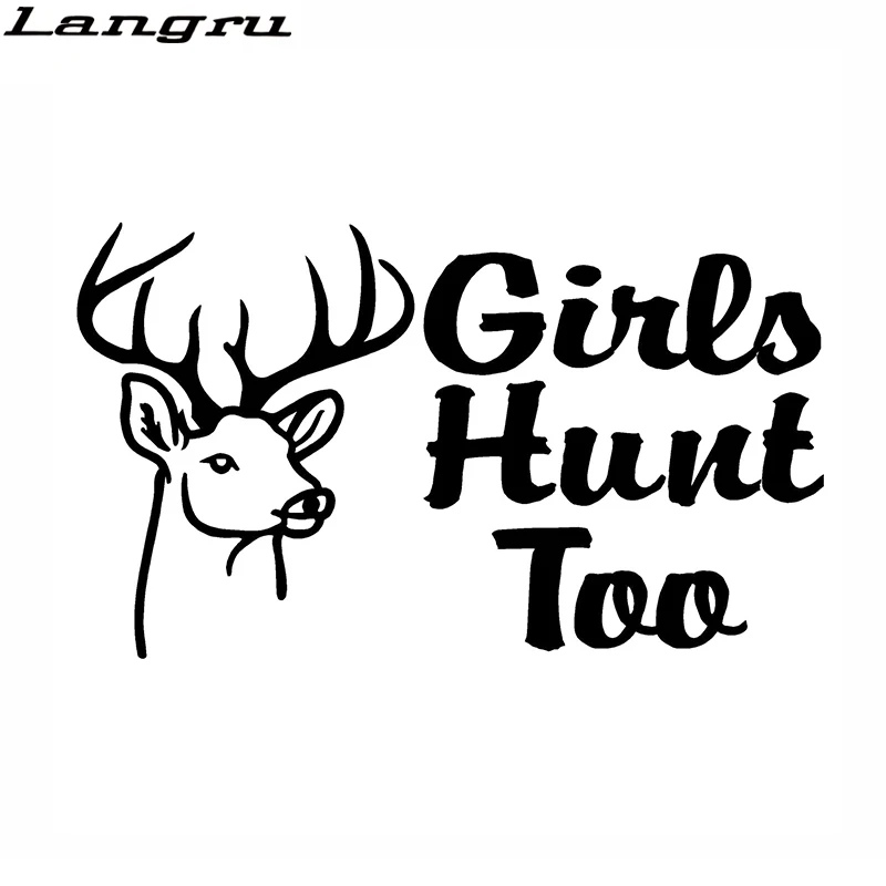 

Виниловая наклейка Langru 15*8,6 см для девушек и охоты, наклейка на окно автомобиля, олень, охота, графические аксессуары для автомобиля Jdm