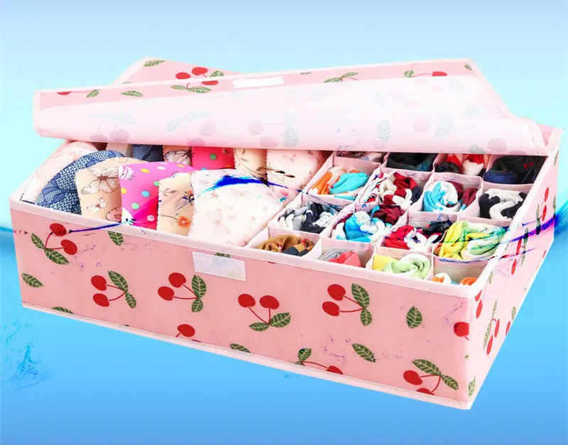 Cherry A washable Шкаф Ящики-органайзеры для нижнего белья тканевый коллекционный Органайзер Hosehold ящик для хранения носков портативный складной шкаф аккуратный Чехол - Цвет: Cherry A washable