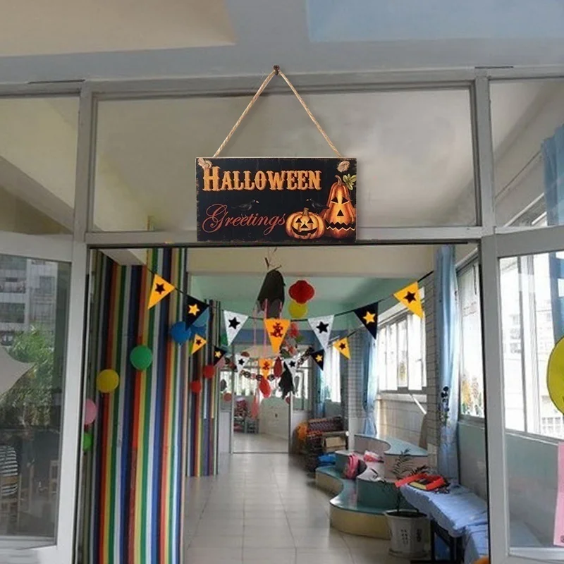 6 стилей Хэллоуин Висячие списки деревянные привидения фестиваль карнавал ночь