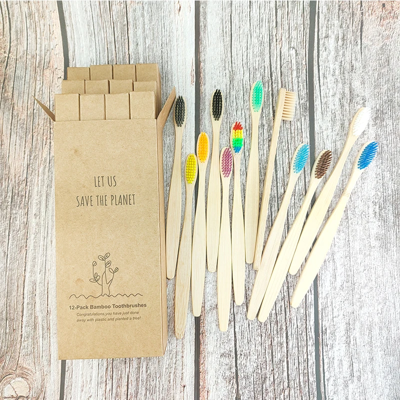 Бамбуковая зубная щетка из натурального бамбука 12 шт. экологически чистая мягкая