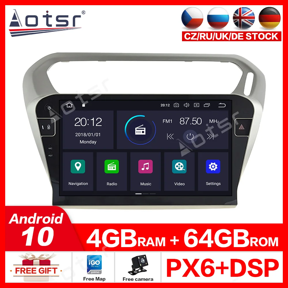 Для Peugeot 301 2008-2014 Android 10 0 PX6 шестиядерный процессор Full touch автомобильный