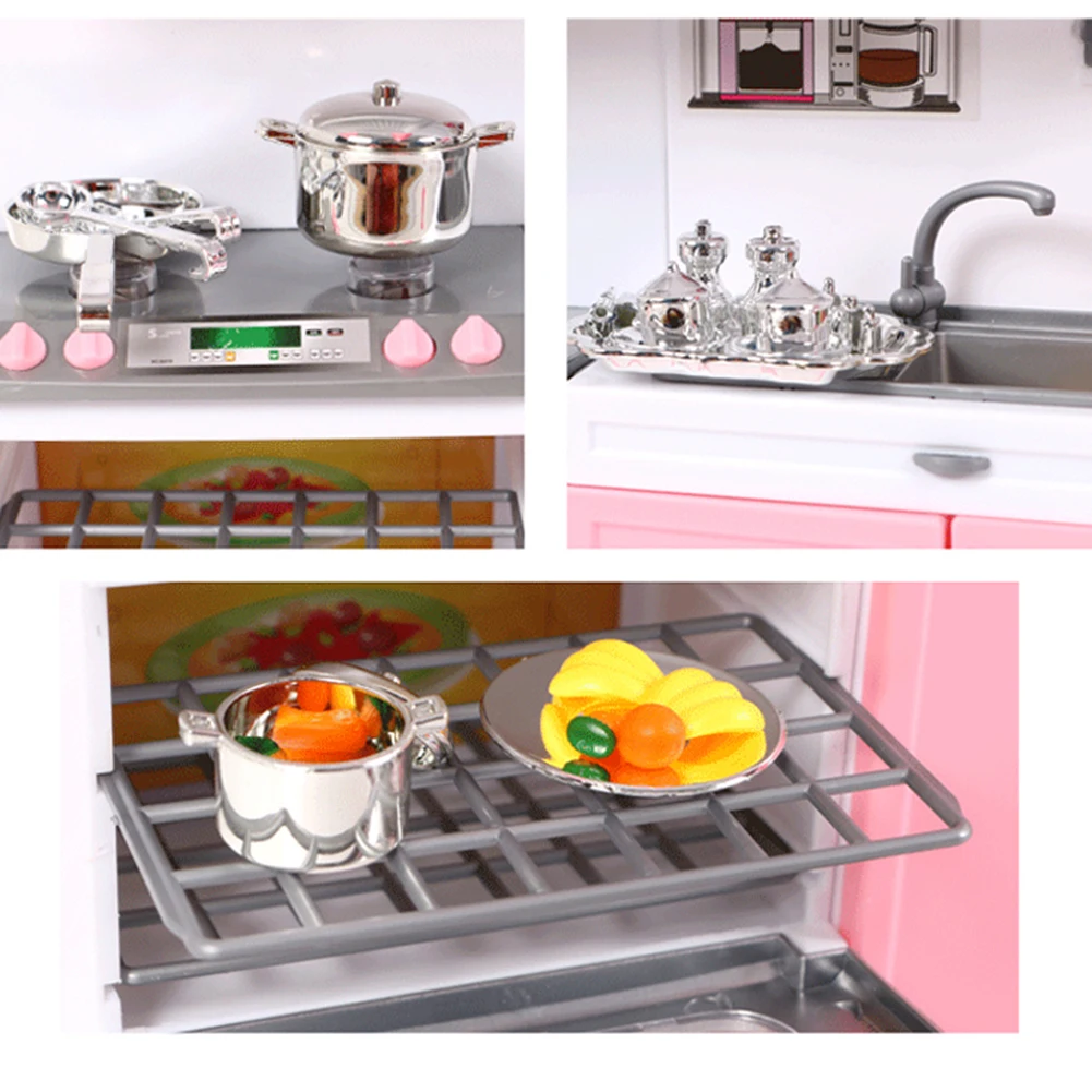 Мини Кукольный дом мебель светодиодный музыкальный плита холодильник Детские