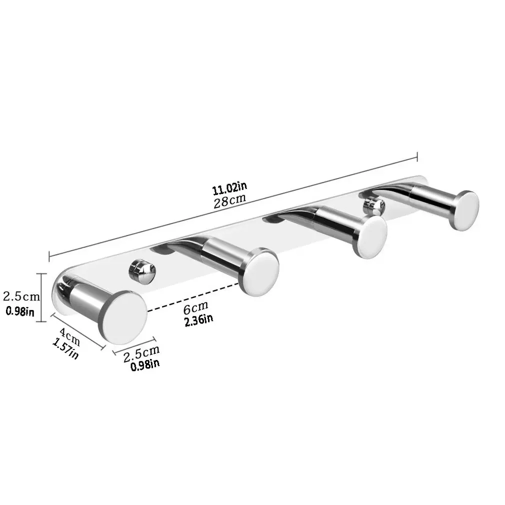 

Stainless Steel Row Hook Towel Bathroom Hook Bathrobe Wall Hanging Towel Rack Kits Kitchen Door Hook