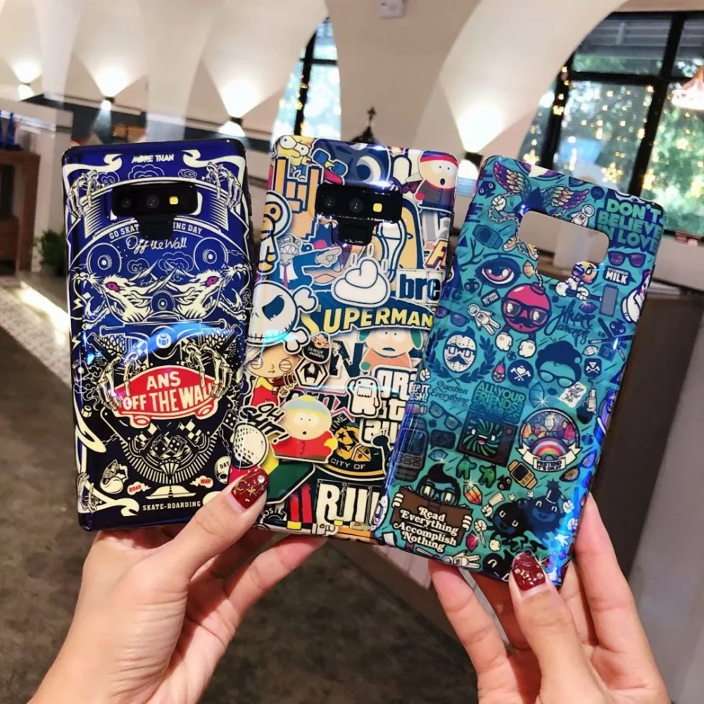 Мультяшный чехол Note 9 для Samsung Galaxy 10 Plus 8 мягкий с синим светом из ТПУ IMD задняя