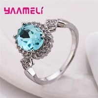 high quality clear crystal 925 sterling silver rings for women oval cubic zircon anniversary wedding valentine gift anel