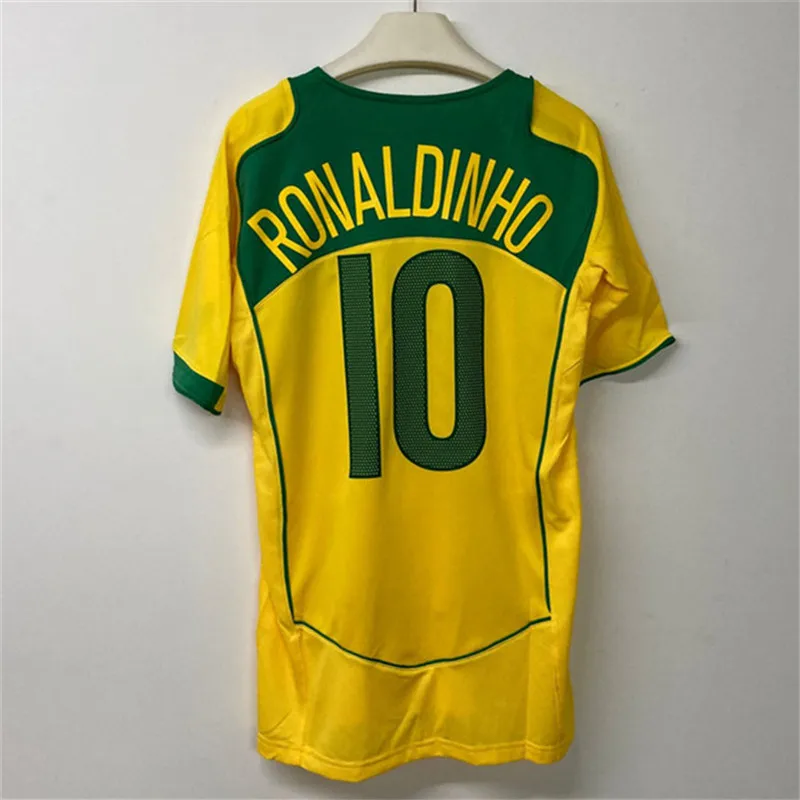 2004 Классическая Ретро футболка Ronaldinho #10 Роналдо #9 Kaka #8 R. Карлос #6 Робино #7
