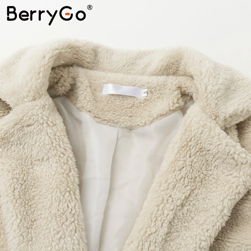 BerryGo элегантное пальто из искусственного меха размера плюс женская уличная