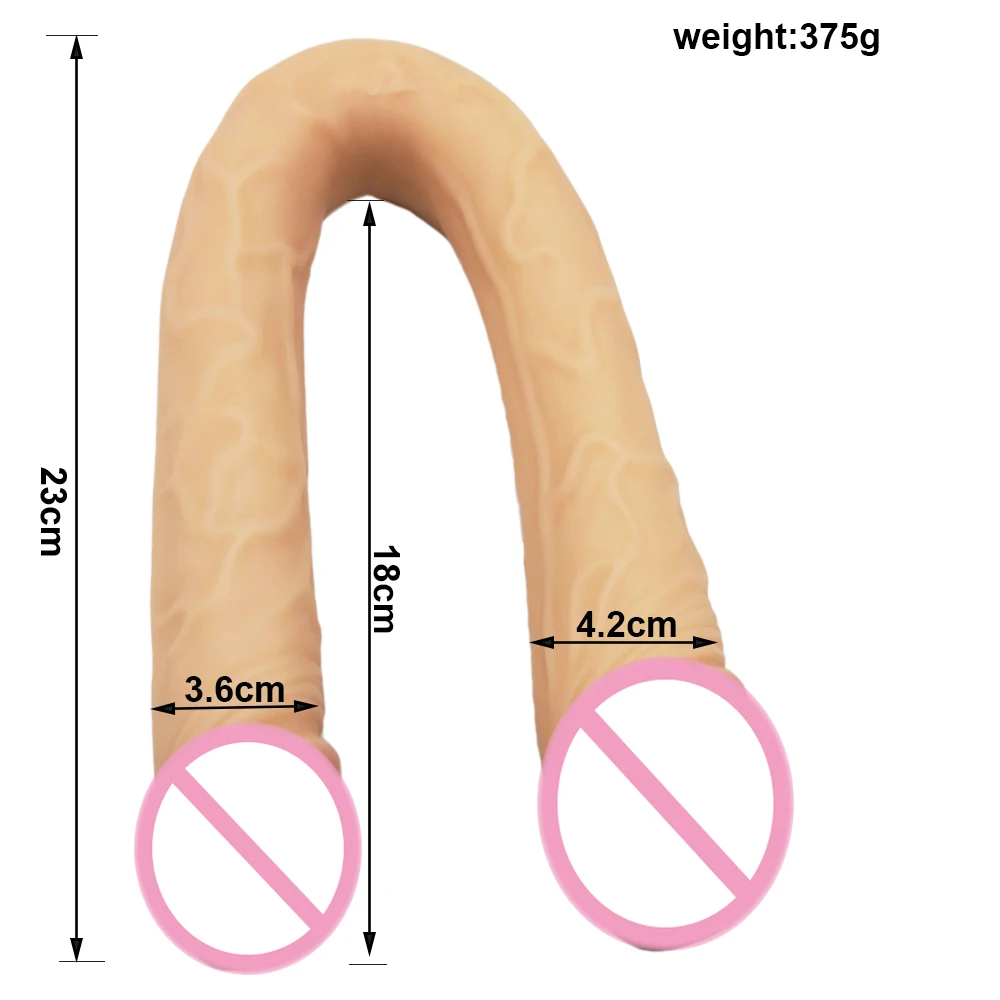 46 см Длинные двойной головкой пениса U форма фаллоимитатор Огромный дилдо секс