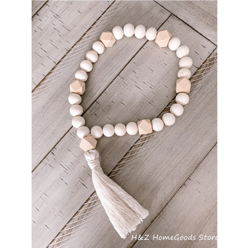 

Nordic Wood Bead Garland With Tassel Aria Bead Garland Vase Beads Centerpiece Beads Kid Room Wall Hangding Ornament Home Decor