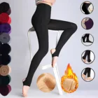 Модные женские плотные колготки с начесом и флисовой подкладкой, теплые зимние брюки, теплые леггинсы, однотонные леггинсы с высокой талией