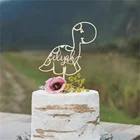 Персонализированный Топпер для торта в виде динозавра с именем ребенка на день рождения, деревянный акриловый персонализированный именной детский праздничный декор, товары для выпечки