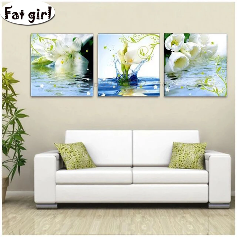 3 шт. белая Лилия Калла цветок лилии Искусство Diy квадратная круглая дрель 5D