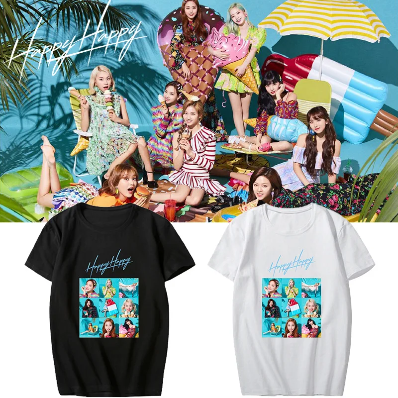 Футболка K pop с надписью HAPPY support для двух альбомов футболка коротким рукавом в