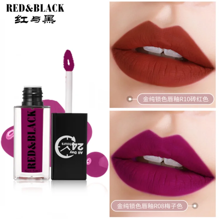 Красная и черная матовая помада для макияжа 12 цветов стойкая жидкая губ телесный