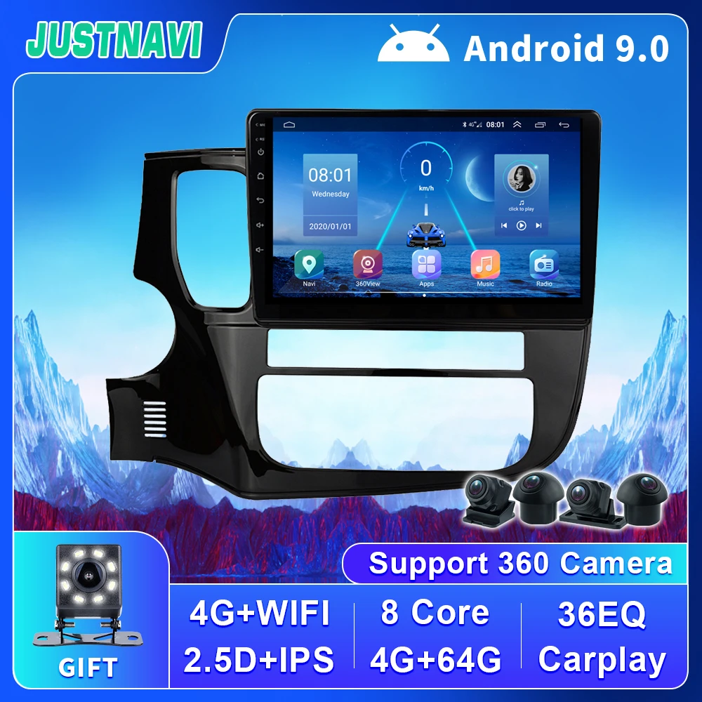 

EKIY DSP For Mitsubishi Outlander 3 Car Radio with 360 Bird View Carplay OBD Multimedia Player Navigation GPS 4G WIFI No DVD 9"