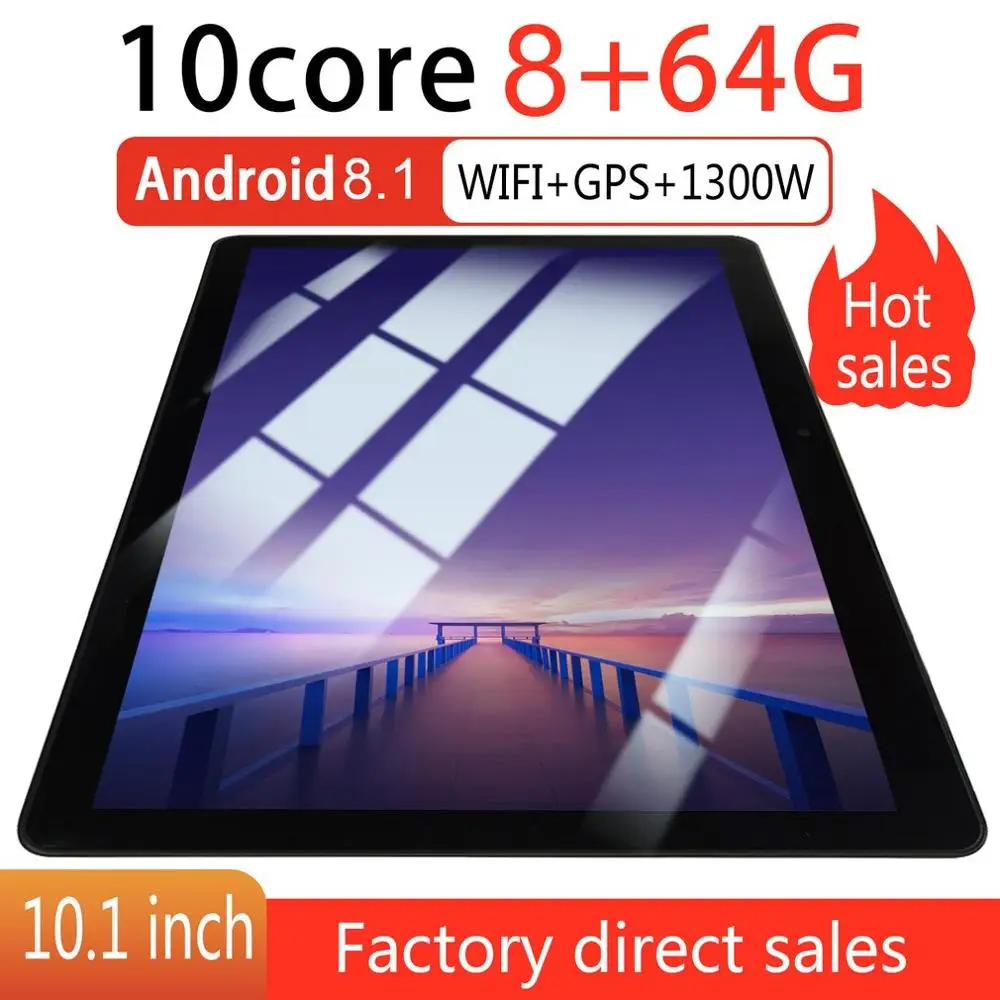 

2021 New KT107 Round Hole Tablet 10.1 Inch HD Large Screen Android 8.10 Version Fashion Portable Tablet 8G+64G Black Tablet