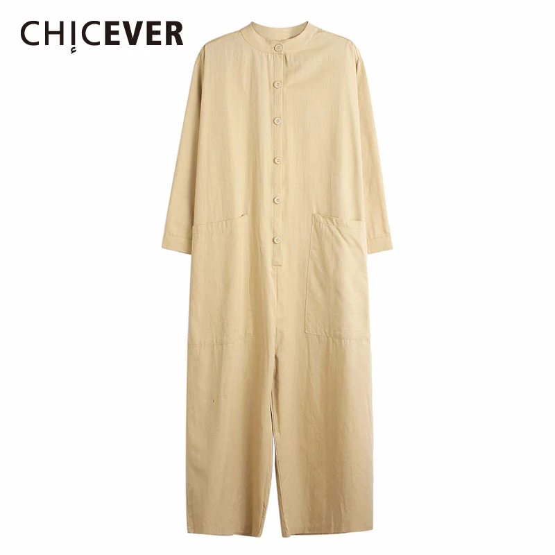 Женский хлопковый комбинезон CHICEVER повседневный с длинными рукавами и карманами