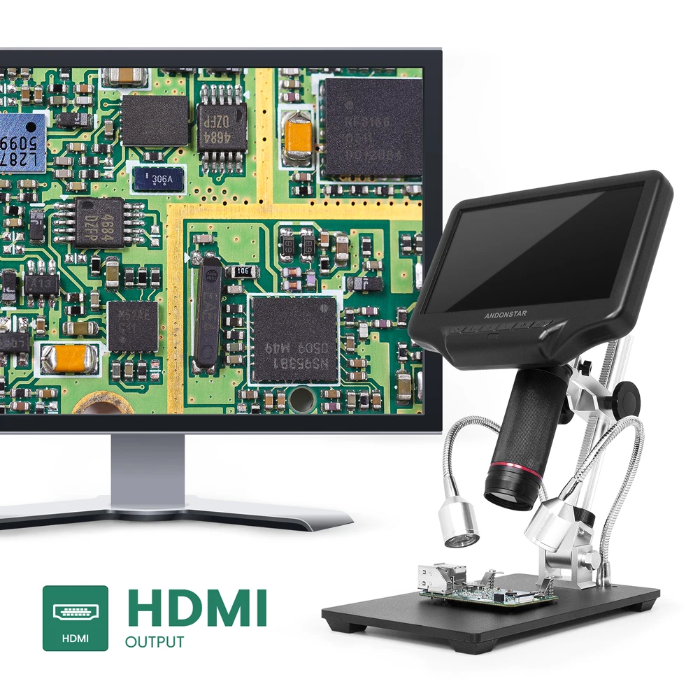 Цифровой микроскоп Andonstar 3D HDMI 260X с дисплеем 7 дюймов 1080P для ремонта телефонов