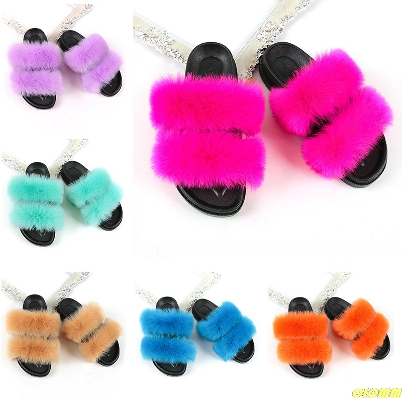 Роскошные Шлепанцы из меха норки женские меховые сланцы сандалии натуральной с
