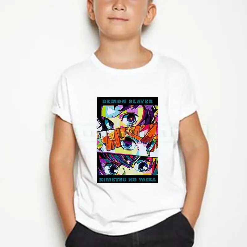 

Hot Demon Slayer Funny Cartoon T Shirt Kid Fashion Kimetsu No Yaiba T -Shirt Graphic Japanese Anime Tshirt Hip Hop Top Tees Boy