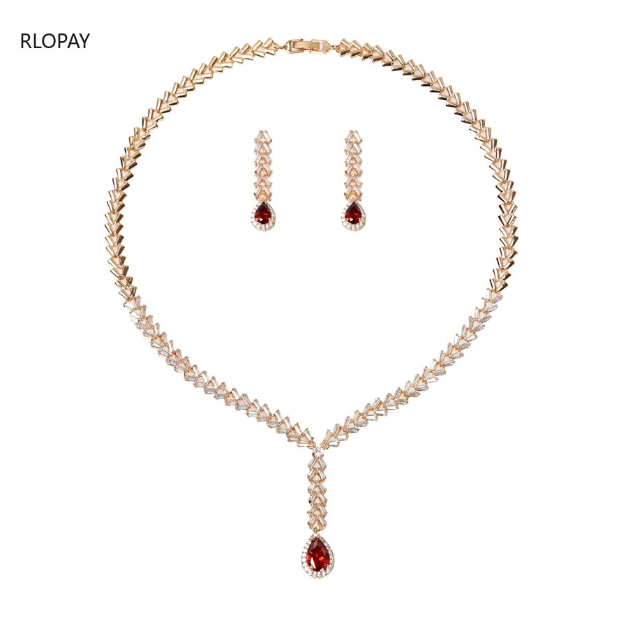RLOPAY Классические Медные Ювелирные наборы для женщин прозрачный AAA кубический