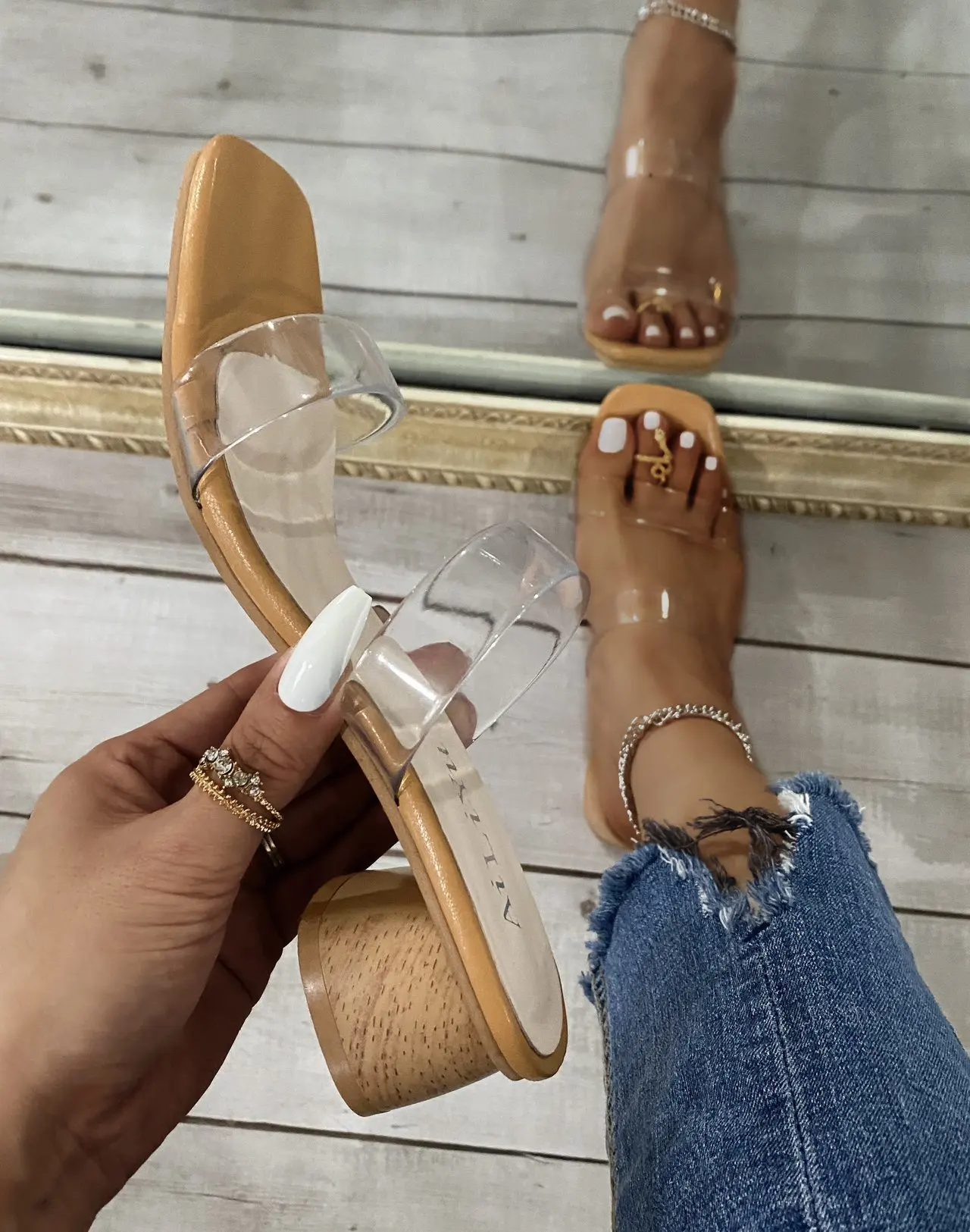 

BLWBYL Summer Slippers Transparent High Heels Sandals Mules Pumps Clear Women Sexy Open Toe Slides Woman Party Shoes Ladies