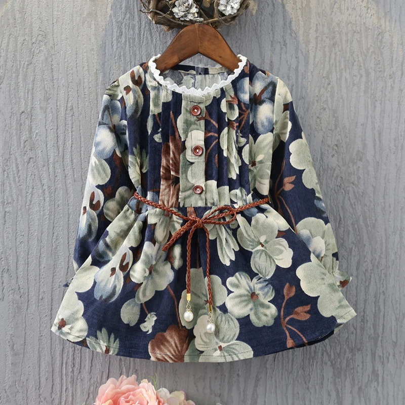 Humor Bear Girls' Dresses 2022 Autumn New Style Children Baby Kids Clothing Loose Ruffle Splicing Girl Fashionable Dress