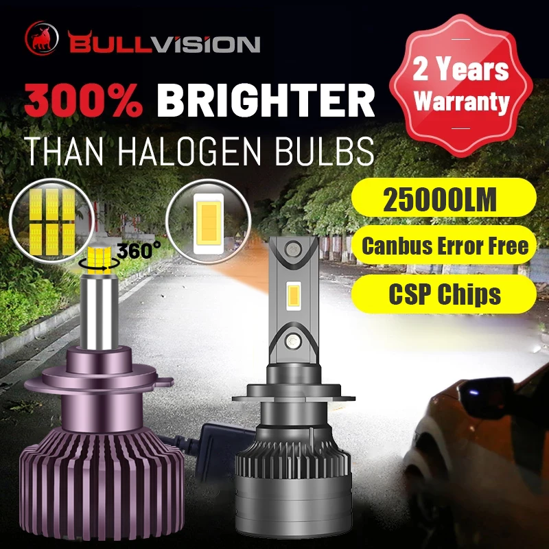 H7 LED Headlight Bulb 25000LM 360 H4 CSP Chip D2S D4S H1 H11 HB3 HB4 9005 9006 H8 H9 9012 HIR2 D2R D4R Canbus Error Free 12V | Автомобили