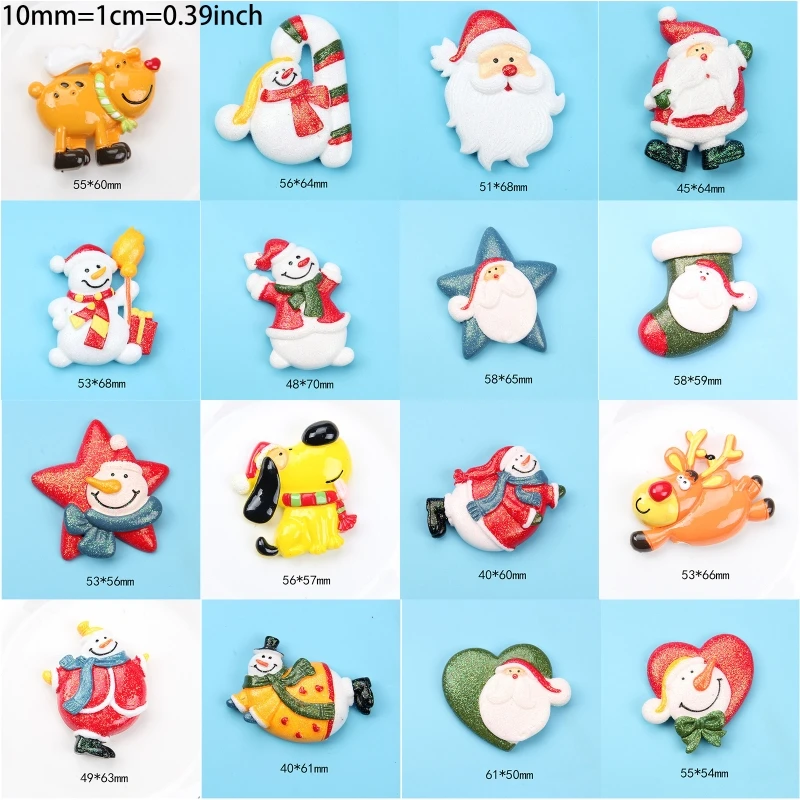 

2021 New Christmas Resin Flatback Button Ornament Charms for DIY Fridge Sticker Accessory