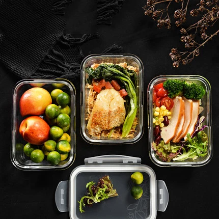 

550ML/830Ml/1700ML Glass Meal Prep Containers Lunch Box Food Fresh Storage Box Kitchen Leakproof Containers Keep Microwa