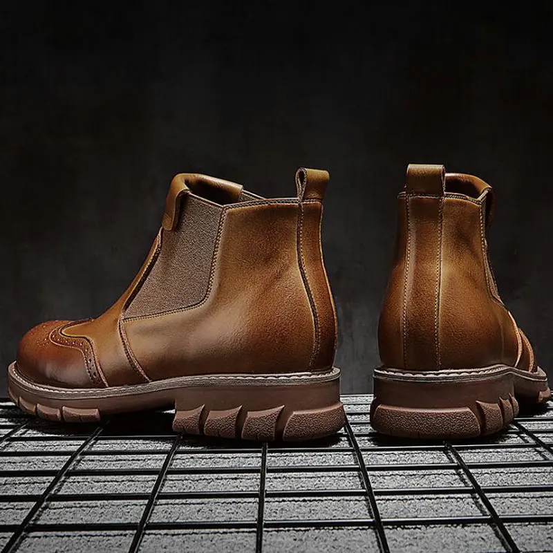 

High Quality Genuine Leather Winter Autumn Men Chelsea Boots Winter Waterproof Ankle Martin Boots Outdoor Work Boots A55-40