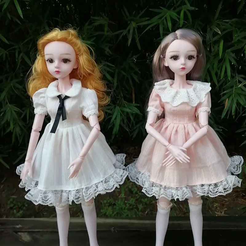 

1/3 BJD платье, Одежда для кукол, белое/розовое кружевное платье, подходит для 60 см, кукла принцессы, Diy игрушки для детей