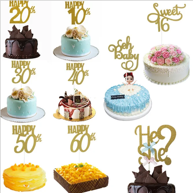 Флажки для торта с Юбилей 1 шт Акриловые Торт Топпер Любовь Свадьба/Юбилей/День