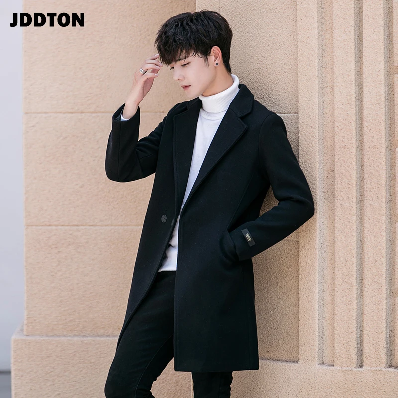 

Новое мужское шерстяное пальто JDDTON, плотные куртки, теплый свободный Тренч, Мужская Повседневная ветровка в японском стиле, уличная одежда ...