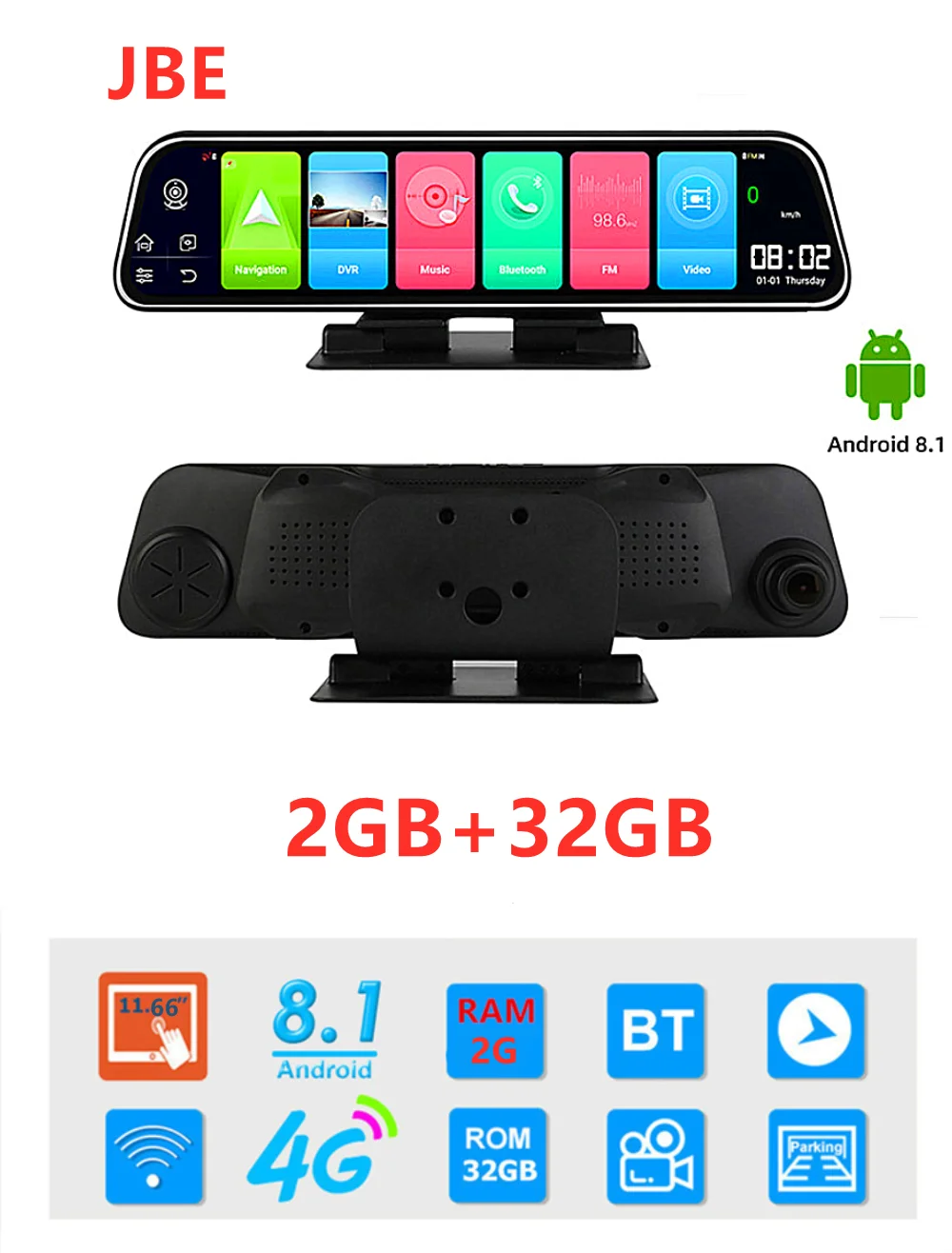 Автомобильный видеорегистратор на зеркало заднего вида 12 дюймов 4G Android 8 1 с GPS