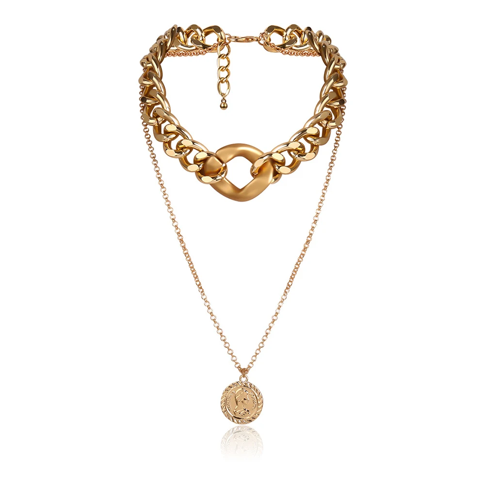 Панковые кубинская цепь тиснением кулон с портретом ожерелье для женщин в стиле